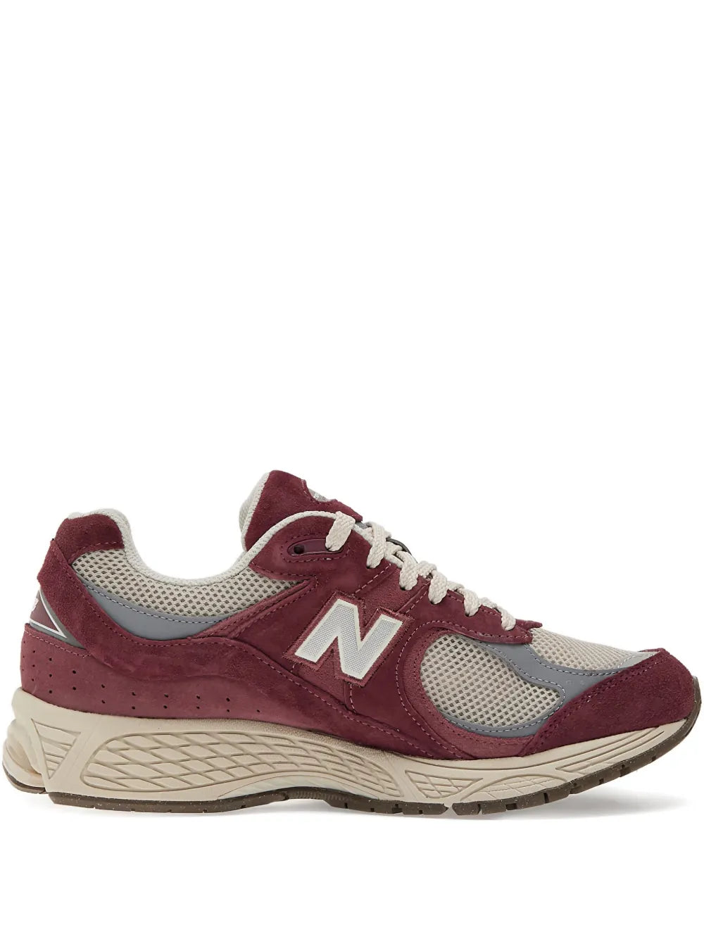 New Balance 2002R suede sneakers, red with cream mesh panels and N logo