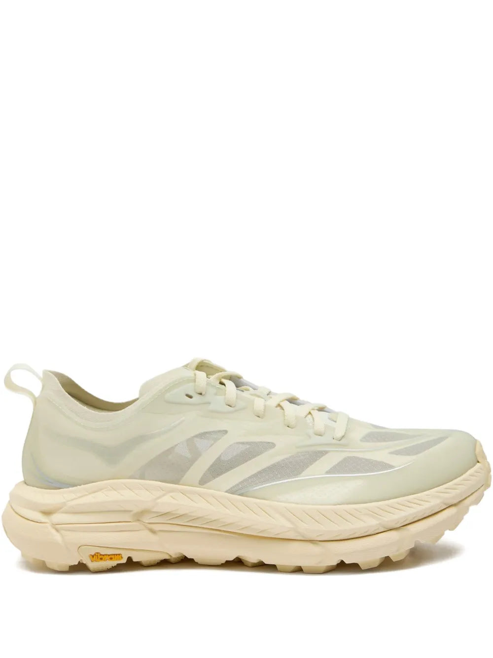 Hoka low-top sneakers in light beige with lace-up front and cushioned sole