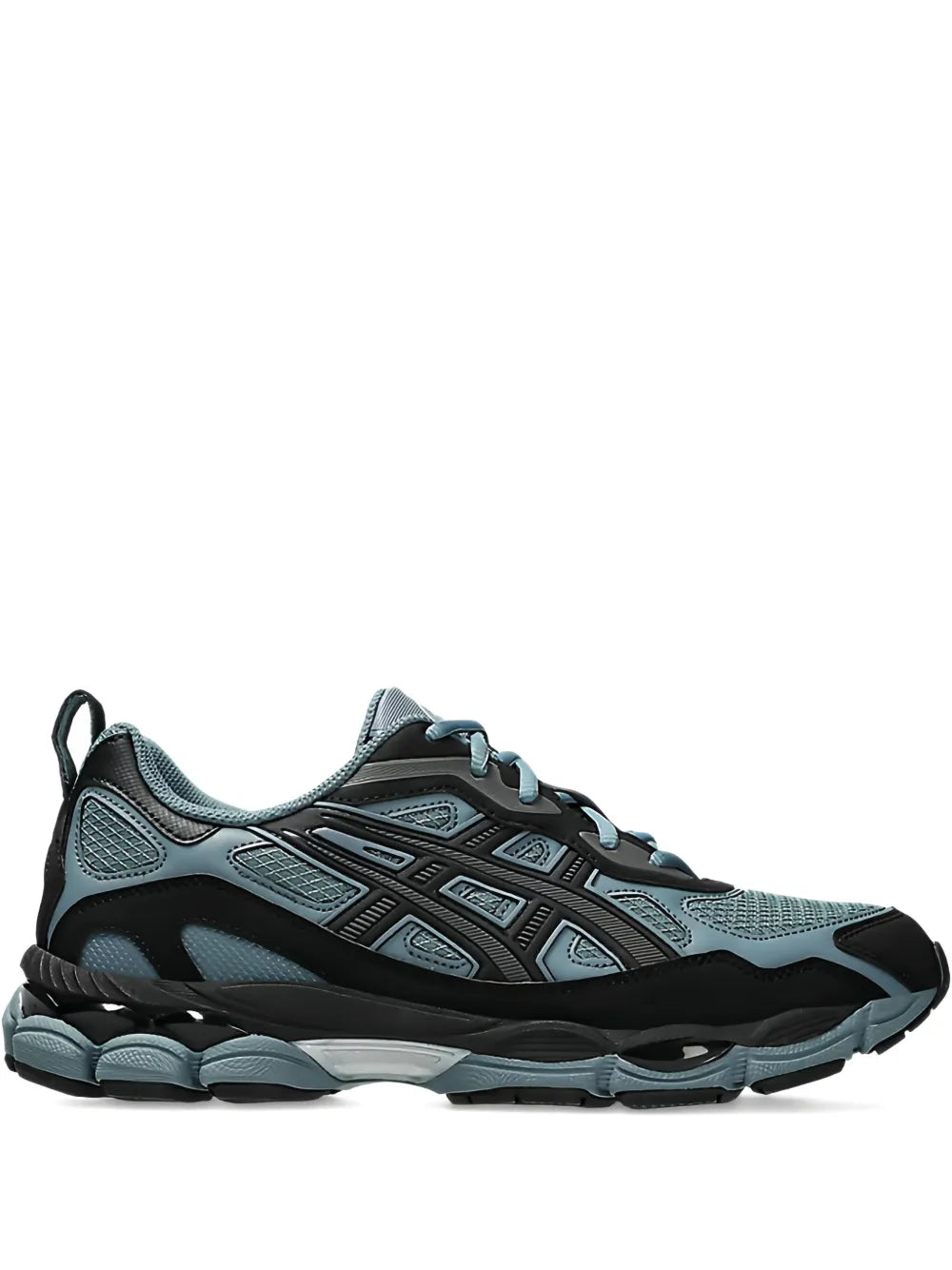 Asics Gel-NYC Ironclad sneakers in black/blue mesh with teal accents