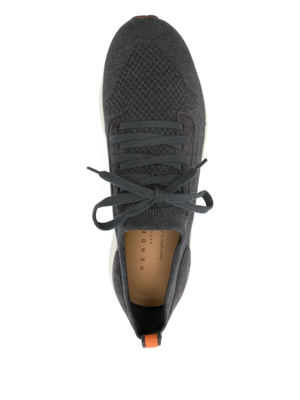 Henderson Baracco knitted suede sneakers, charcoal grey, lace-up with branded insole