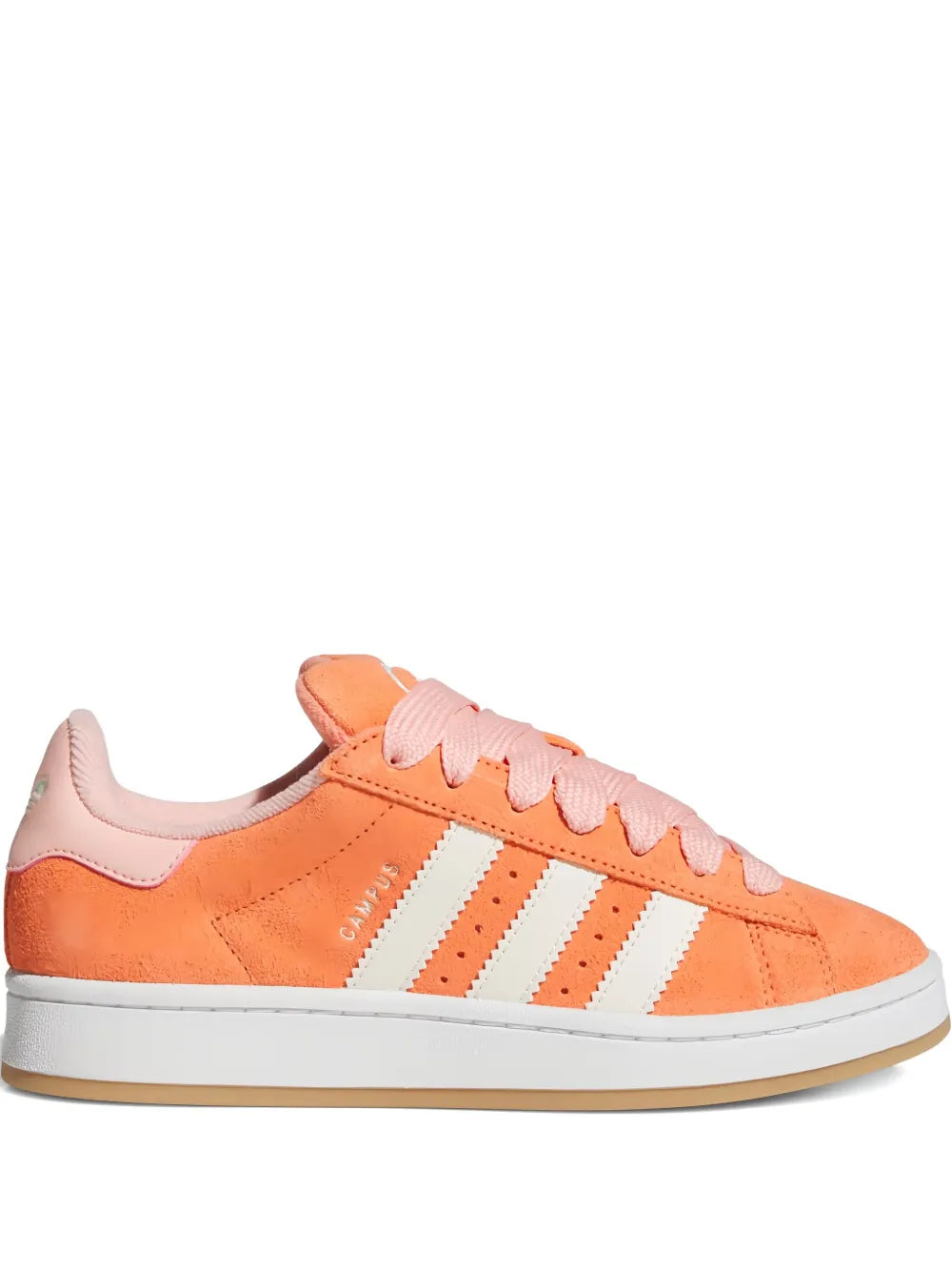 adidas Campus 00S low-top sneakers, orange suede with pink laces and white stripes