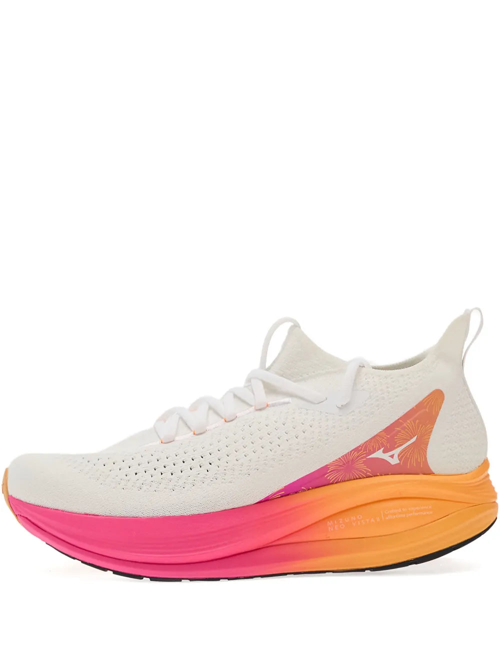Mizuno Neo Vista 2 perforated sneakers, white with pink and orange accents