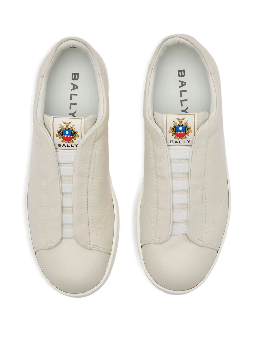 Beige leather sneakers, inner lining and tongue with Bally logo tag