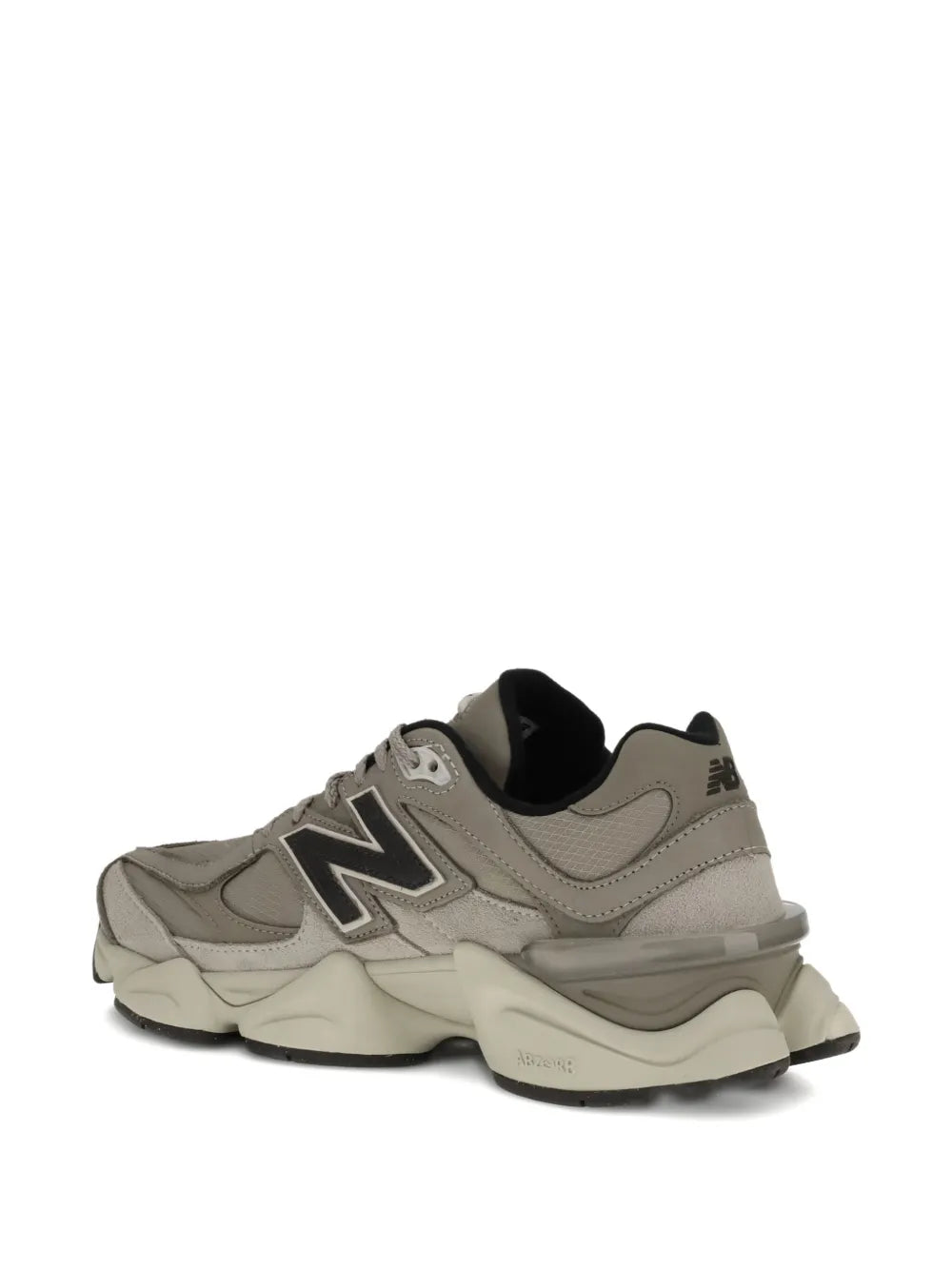 Arid stone New Balance 9060 sneakers with chunky sole and black heel tab, lace-up