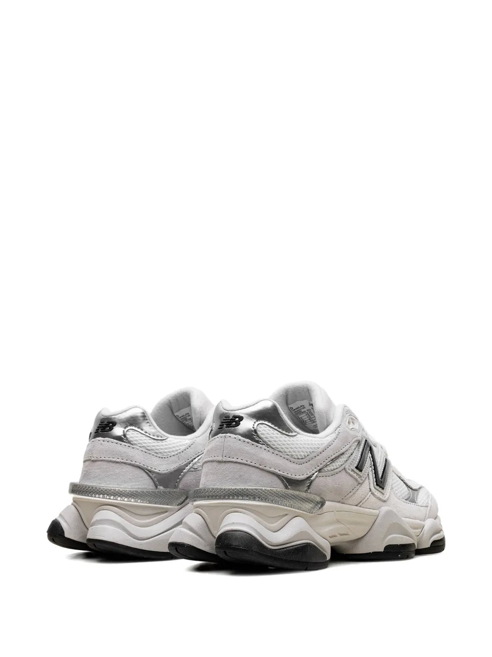 White sneakers with layered heel and side paneling, N logo, foam midsole