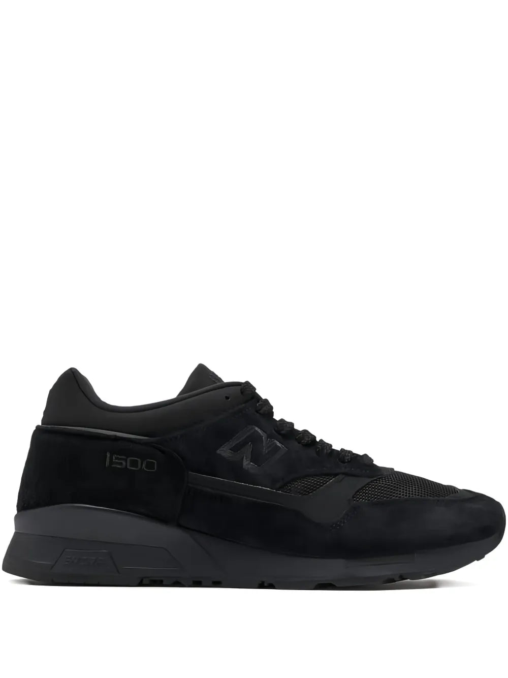 Black New Balance 1500 lace-up sneakers with leather and mesh panels
