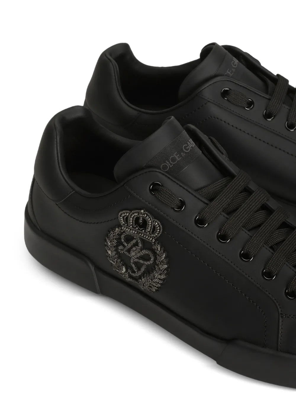 Dolce & Gabbana black logo-appliqué sneakers with lace-up closure