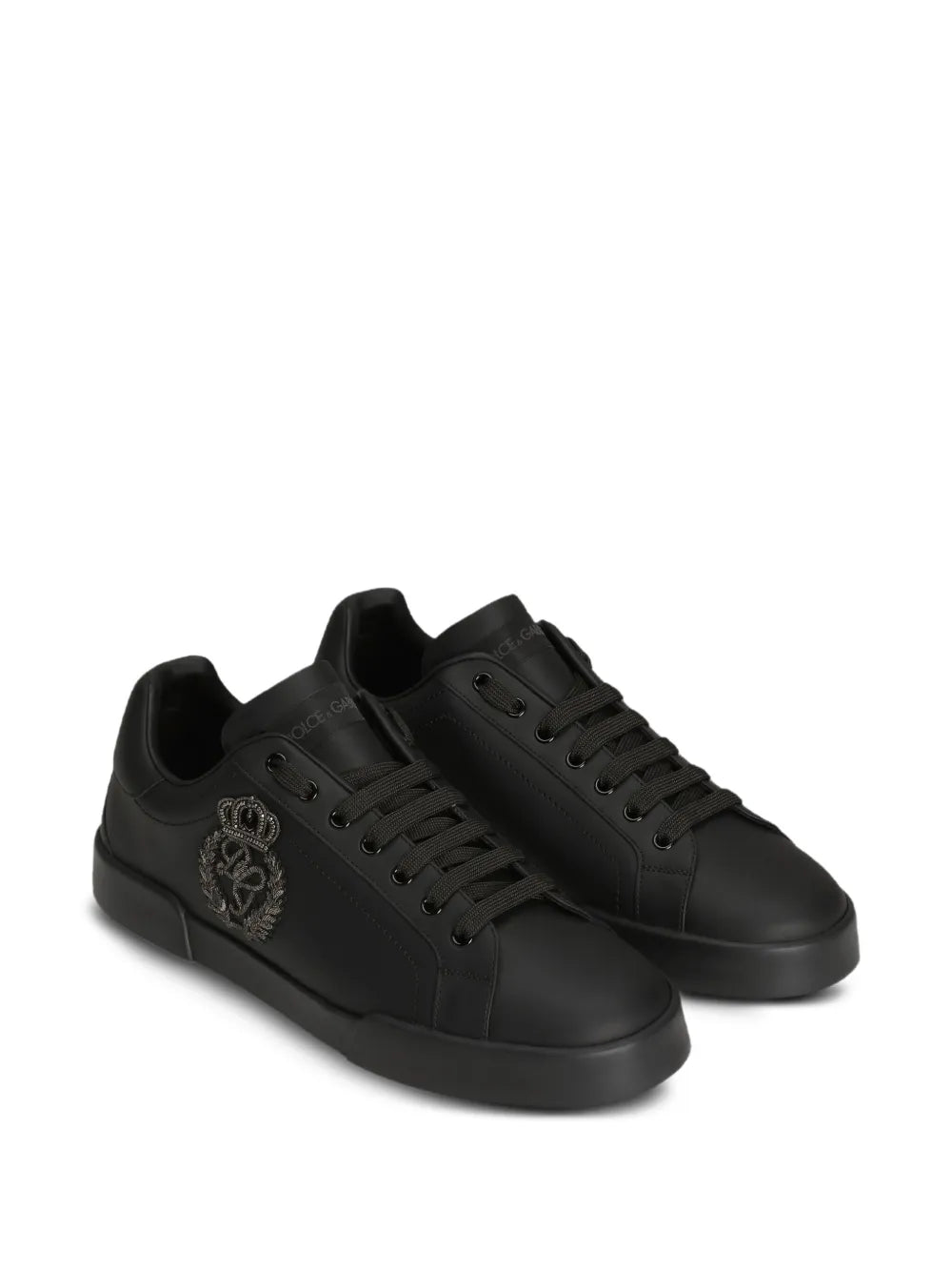 Black Dolce & Gabbana sneakers with logo appliqué, low-top lace-up pair