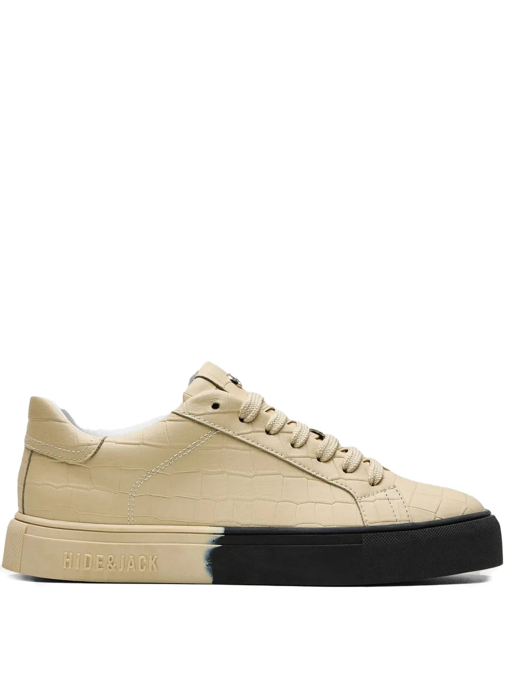 Beige Hide&Jack logo-motif sneakers with black outsole and lace-up front
