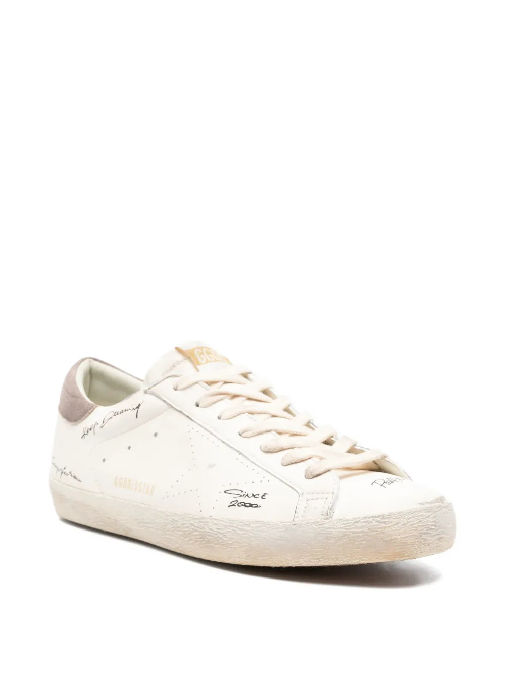 Golden Goose Super-Star sneakers, off-white leather with lace-up front and side stitching