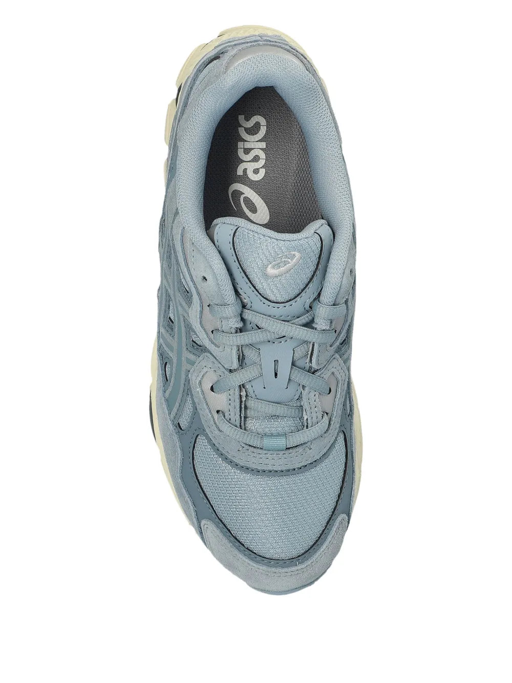 Light blue ASICS lace-up sneakers with cushioned collar and side logo