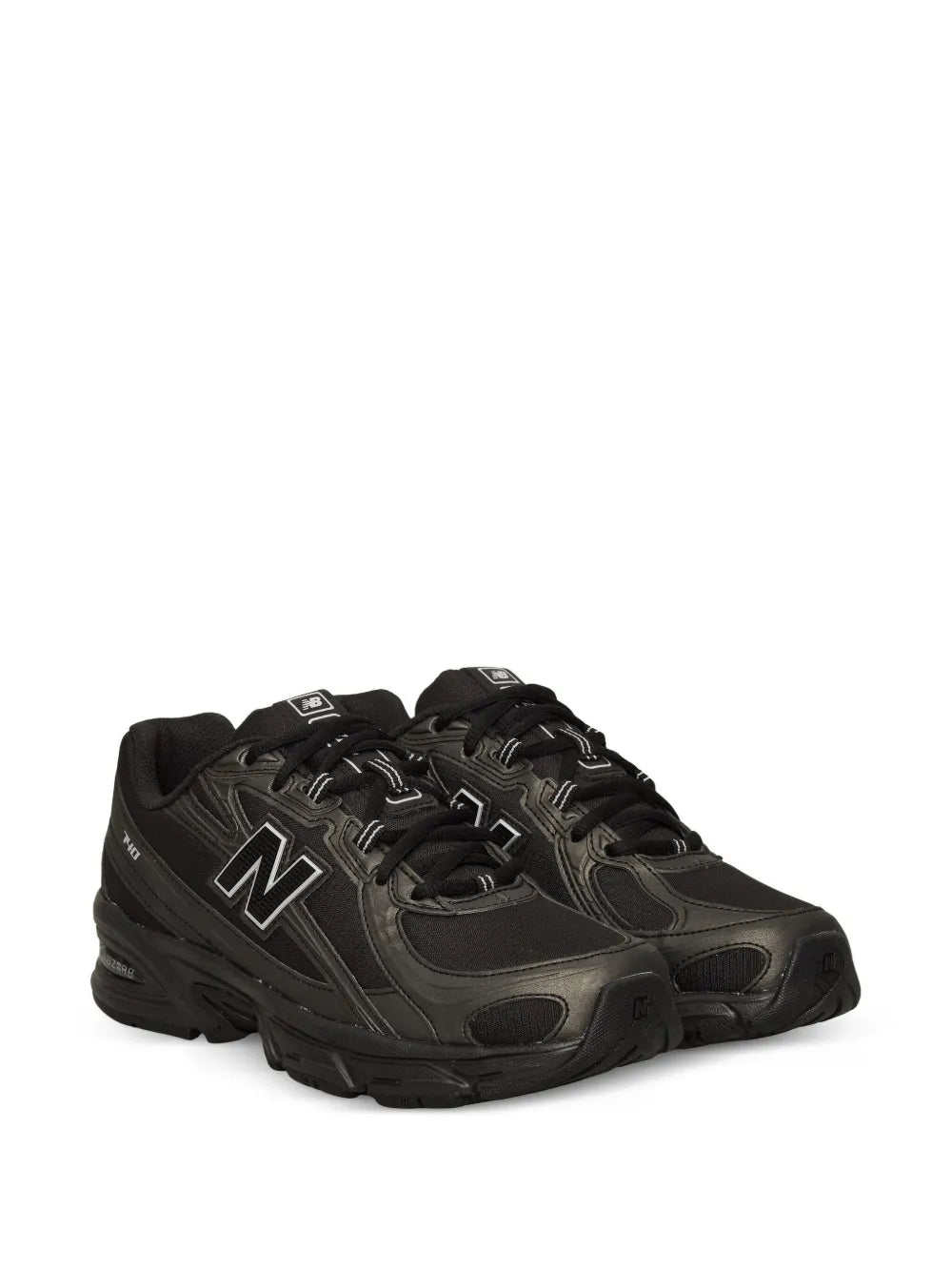 New Balance lace-up sneakers, black upper with N logo and chunky outsole