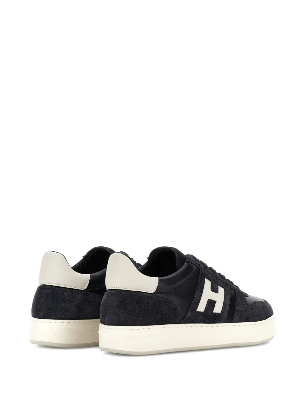 Hogan H-Tv suede logo sneakers in dark navy with off-white heel tab