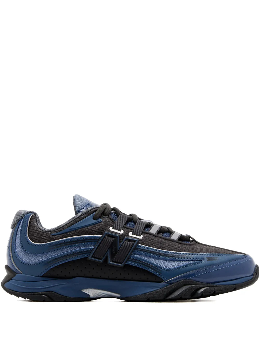 Blue and dark gray New Balance RC56 logo-plaque sneakers with black laces