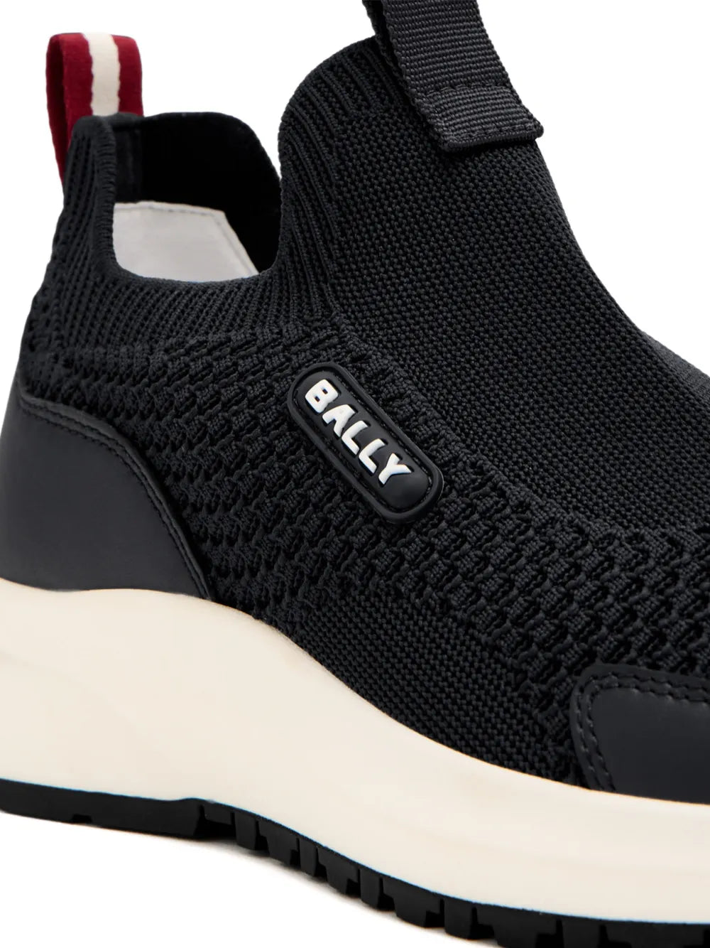 Black Bally knit upper with Bally badge patch and white midsole