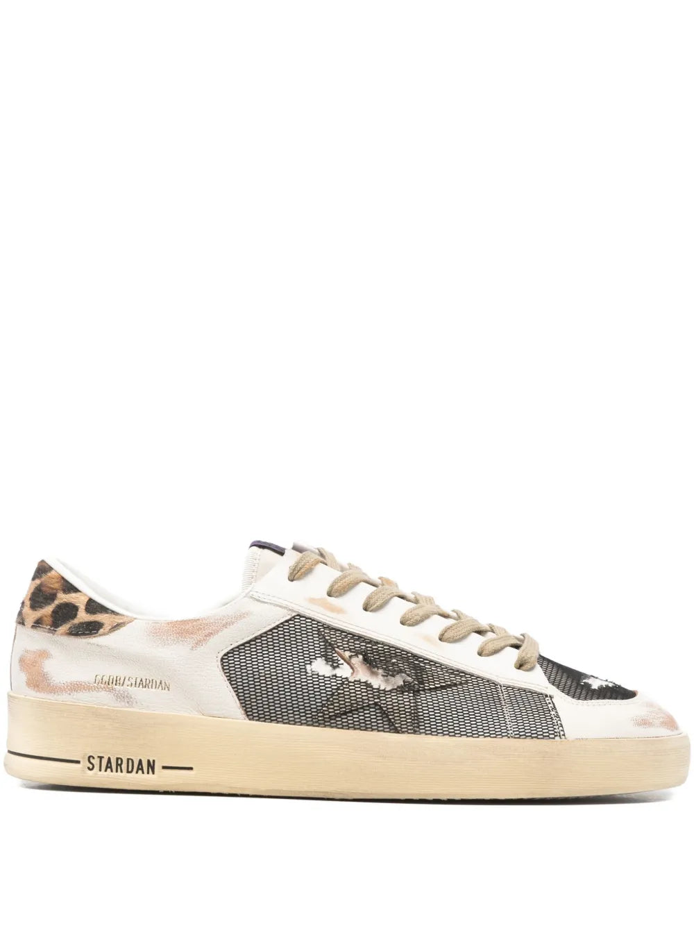 Golden Goose Stardan sneakers with leopard-print panels, beige and gray uppers