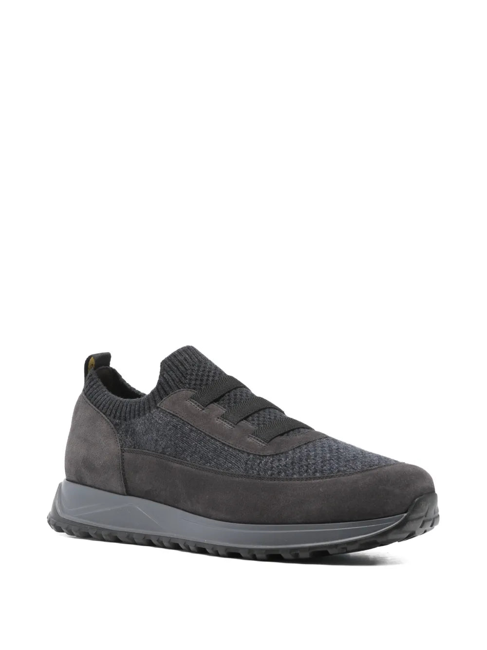 Doucal'S ribbed-panel sneakers, dark gray knit panels and strap detail