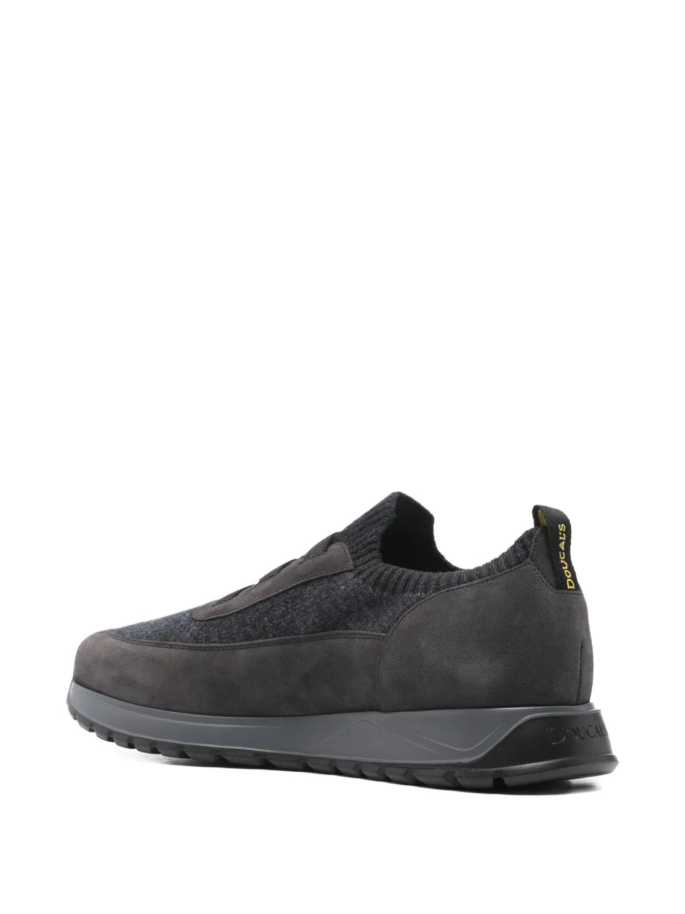 Doucal'S ribbed-panel sneakers, dark gray upper with cushioned sole