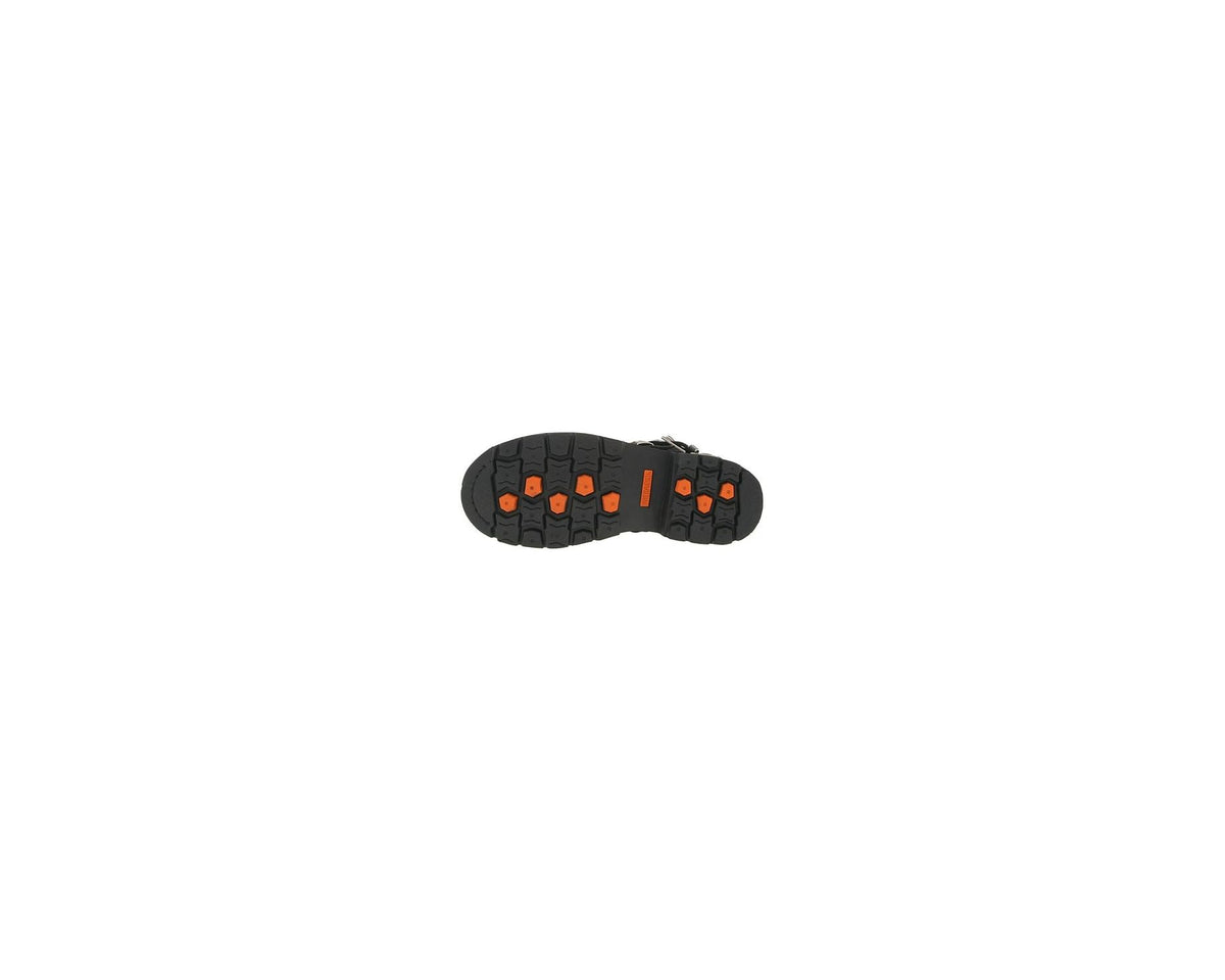 Men's Harley-Davidson black boot outsole with orange traction nubs