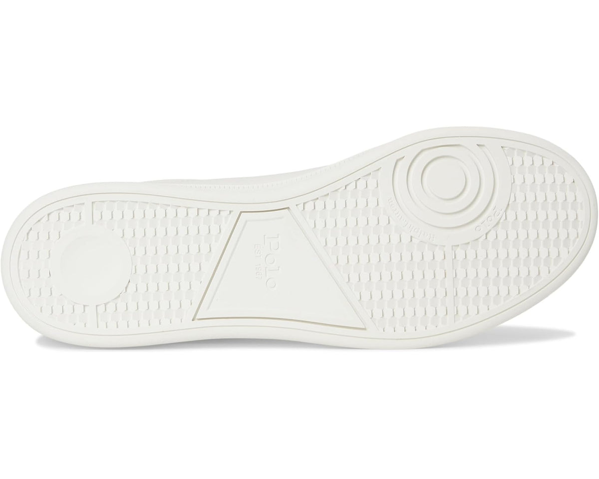 Men's Polo Ralph Lauren leather sneakers, white rubber outsole with textured traction