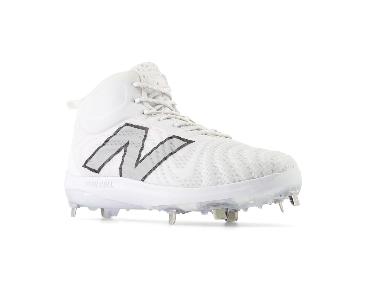 Men's New Balance FuelCell 4040 mid baseball cleat, white with black New Balance logo