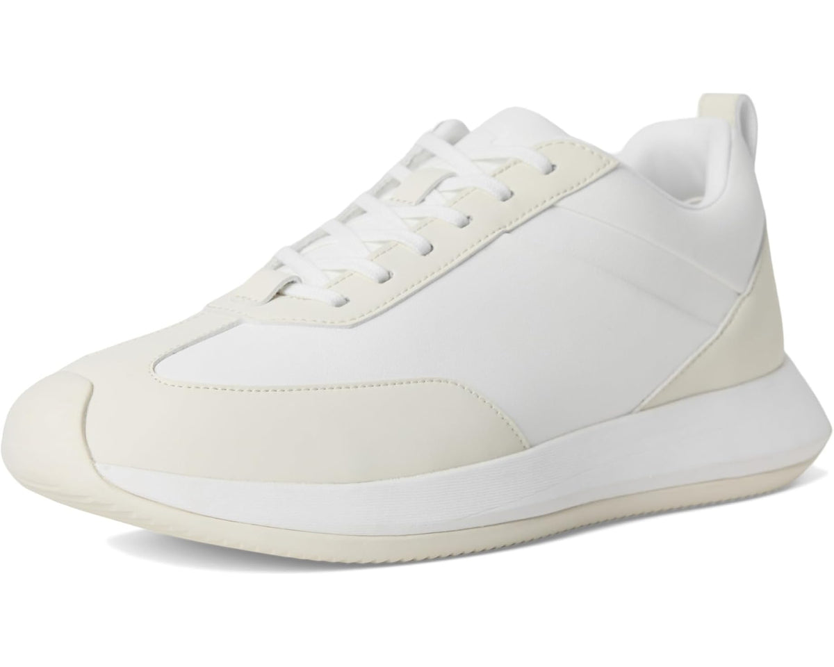 Off-white unisex lace-up court sneaker with contrast heel panel and cushioned sole