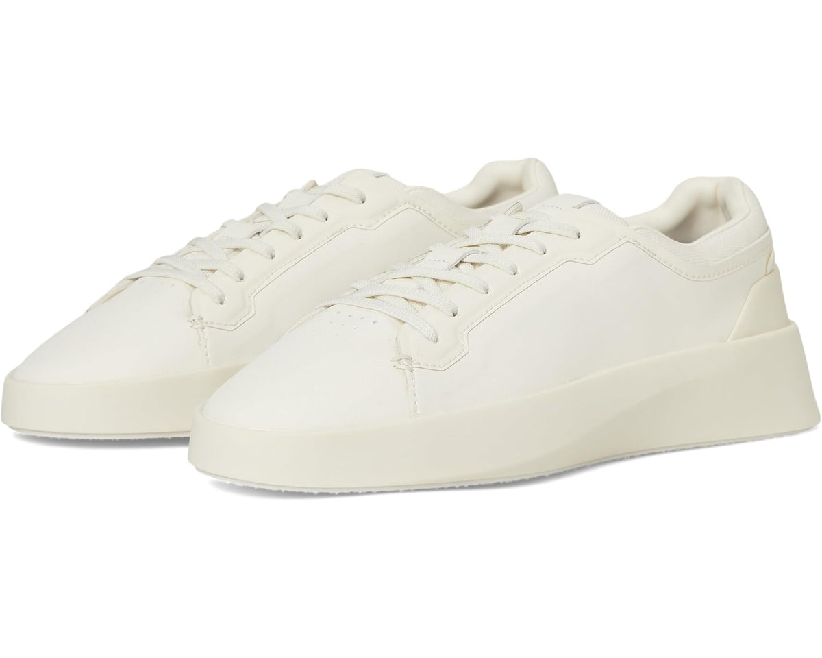 Off-white unisex low-top lace-up sneakers with padded collar and chunky sole