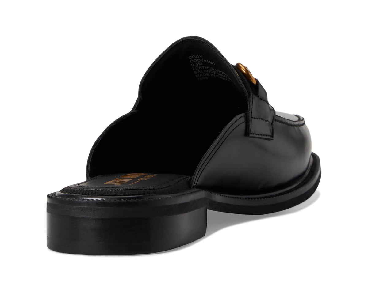 Men's black mule loafer interior view with cushioned upper