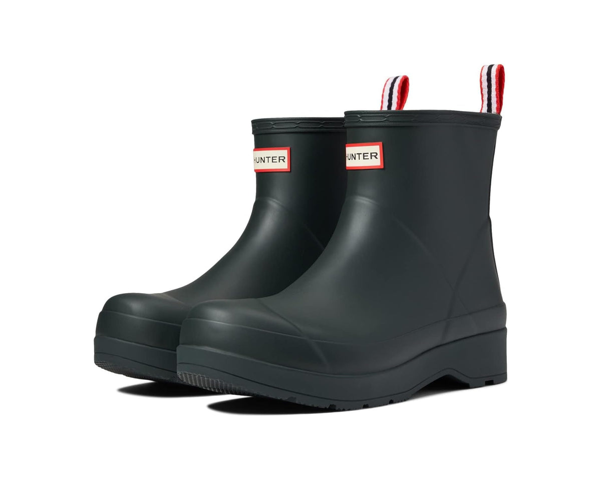 Men's rubber Chelsea play boots in dark green with pull-on elastic sides