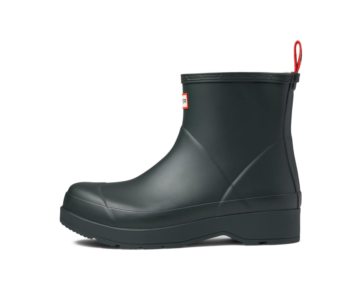 Men's dark green Chelsea rubber boots with side gusset and red pull loop