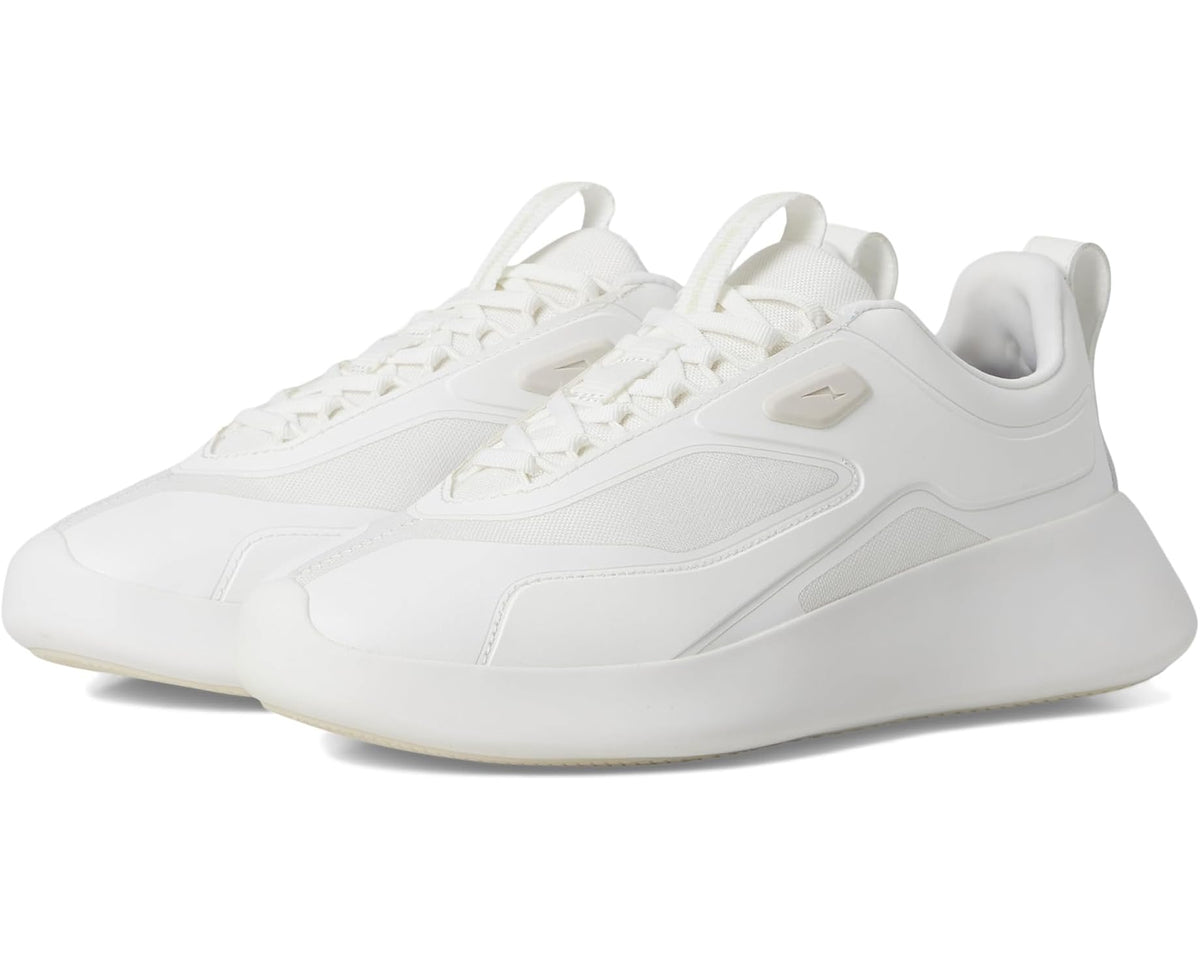 Unisex white sport sneakers with lace-up front and cushioned midsole