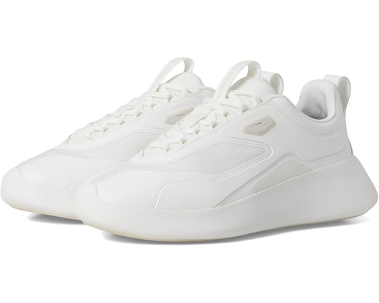 Unisex white sport sneakers with lace-up front and cushioned midsole