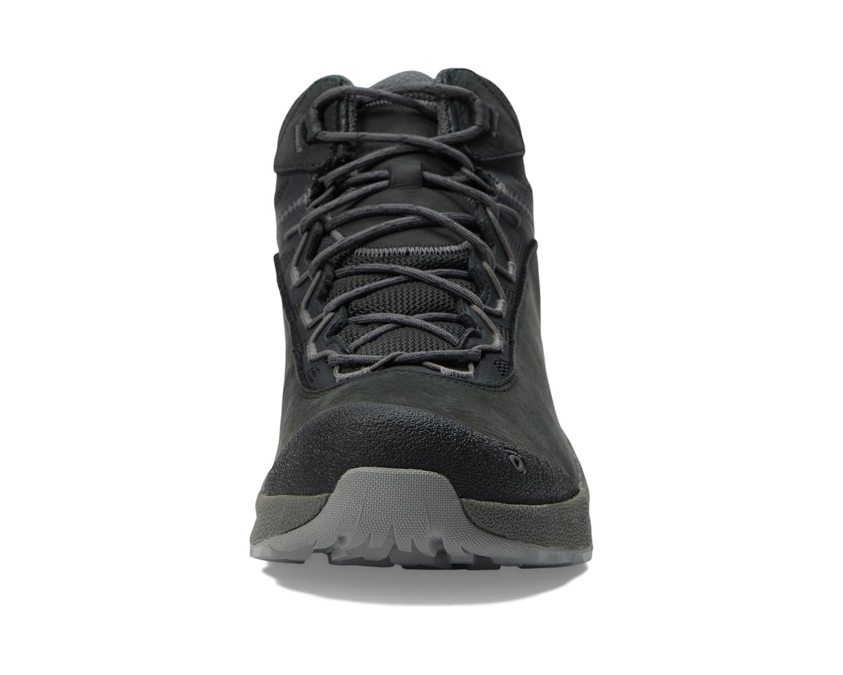 Men's mid-top hiking boot front view with lace-up closure and grippy outsole