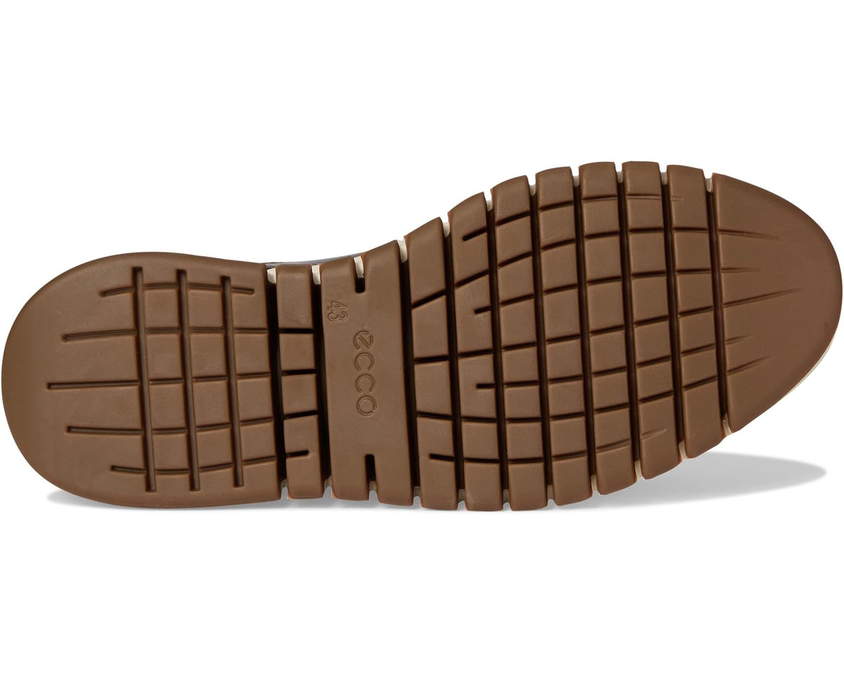 ECCO men's sneaker outsole with grid tread and brown rubber traction pads