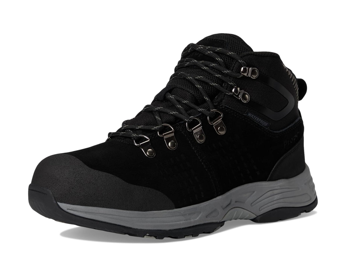 Men's black lace-up high-top boot with grippy outsole and padded tongue