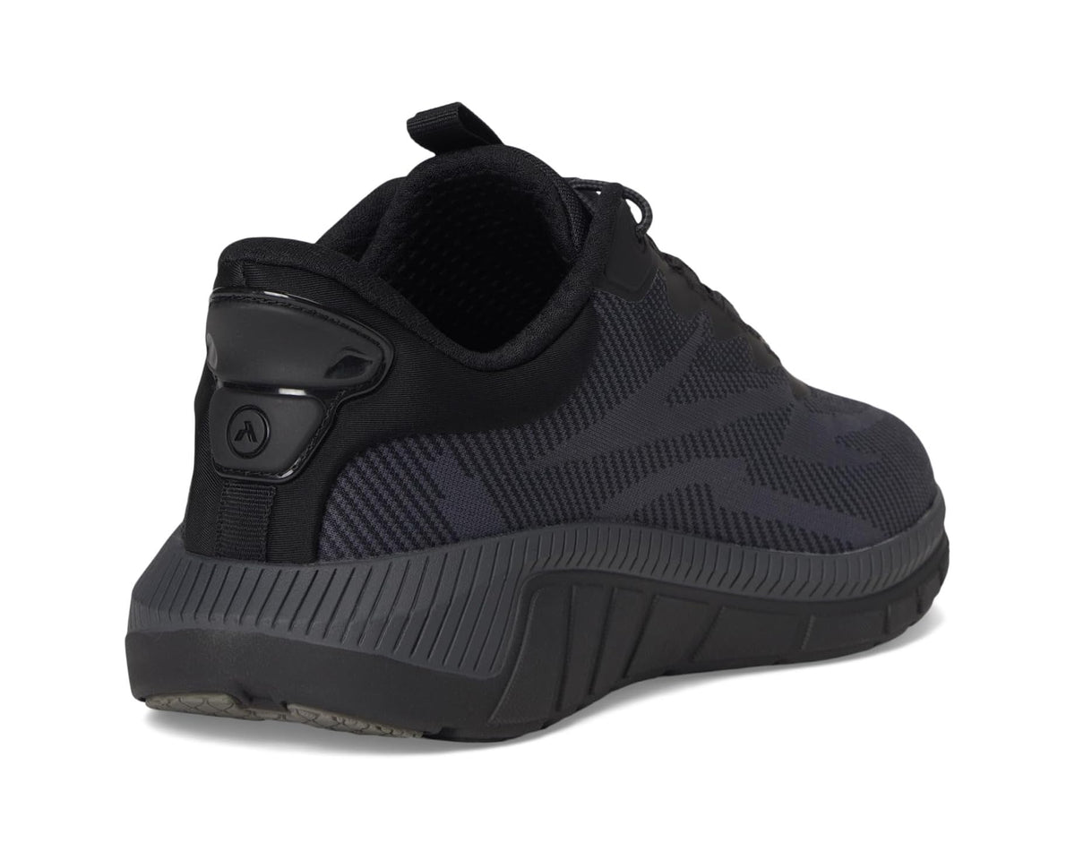 Anodyne men's black sport sneaker, heel and collar detail with cushioned midsole