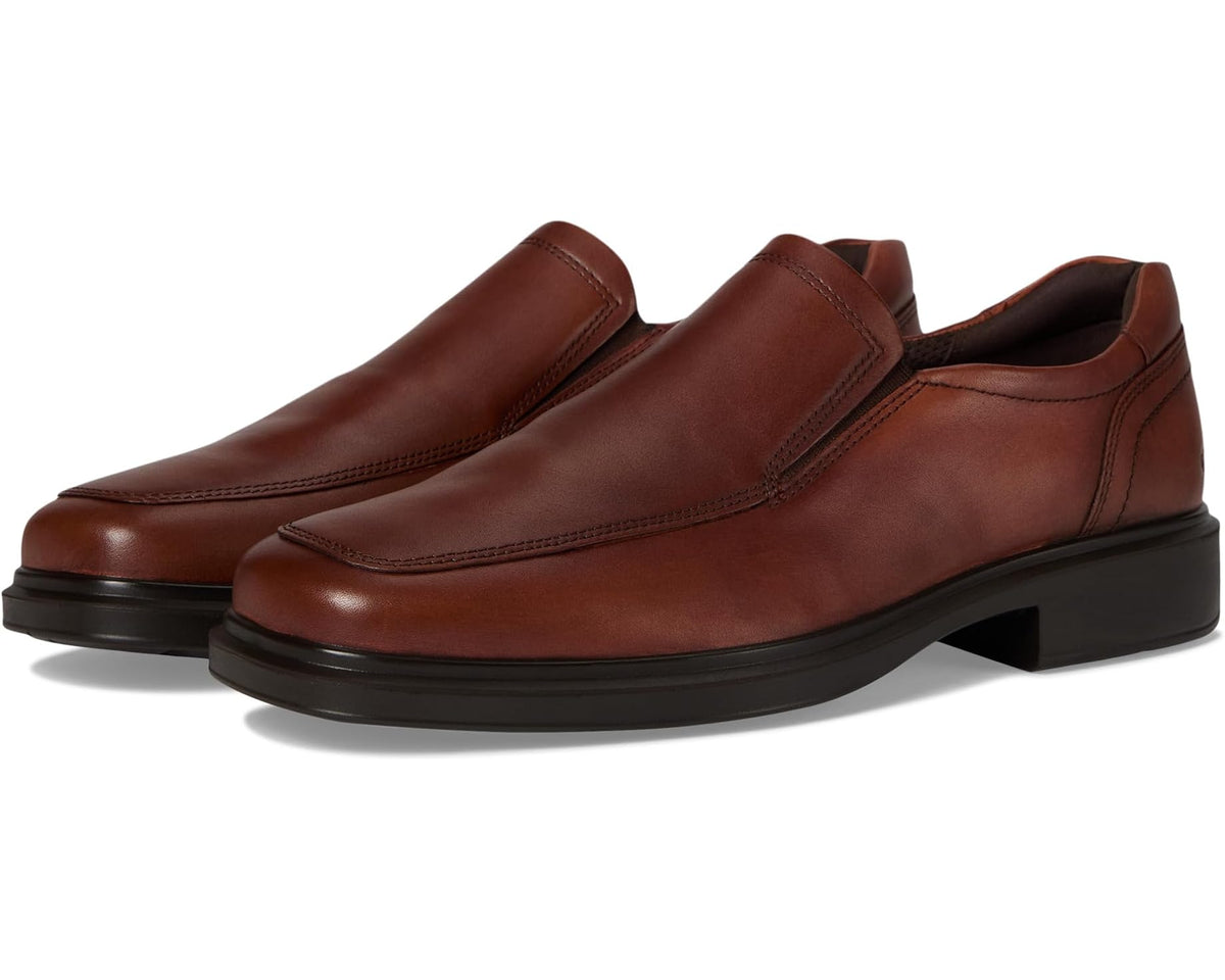 Men's ECCO slip-on apron-toe loafer in cognac leather with dark outsole