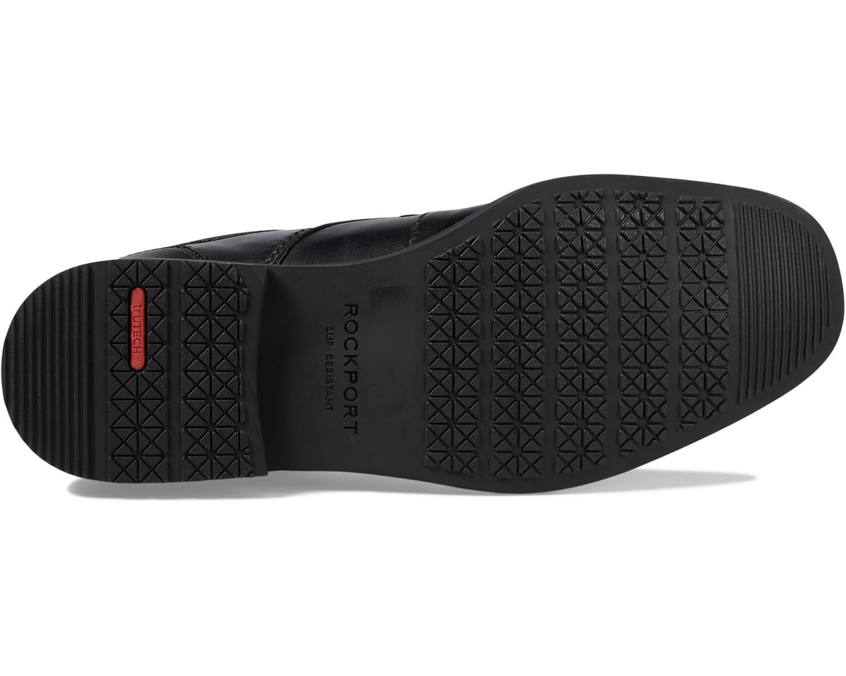 Black waterproof oxford outsole with textured traction tread