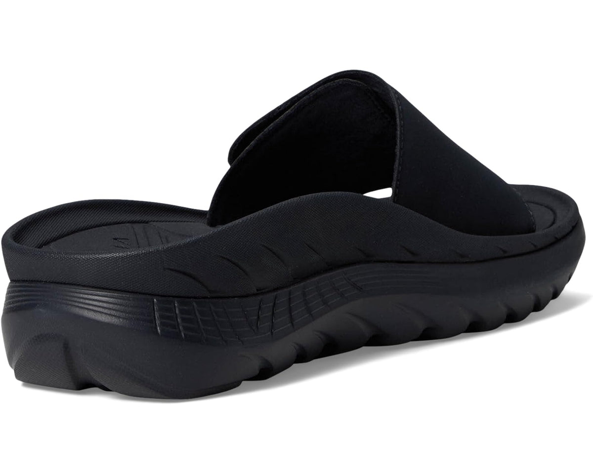 Navy slide sandal with padded strap, cushioned footbed, and sculpted outsole