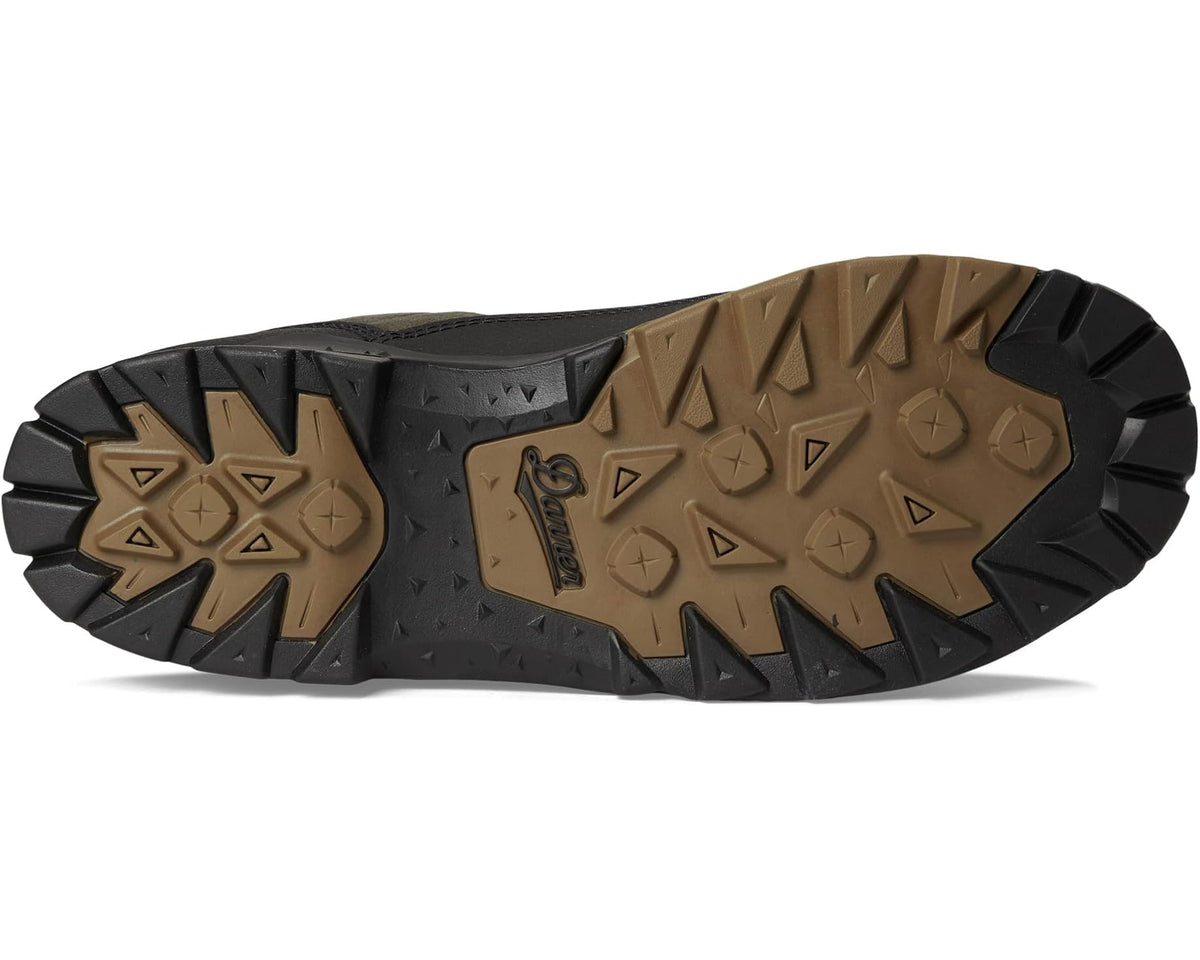 Men's Danner Panorama Mid 6 lug outsole with geometric tread on dark rubber