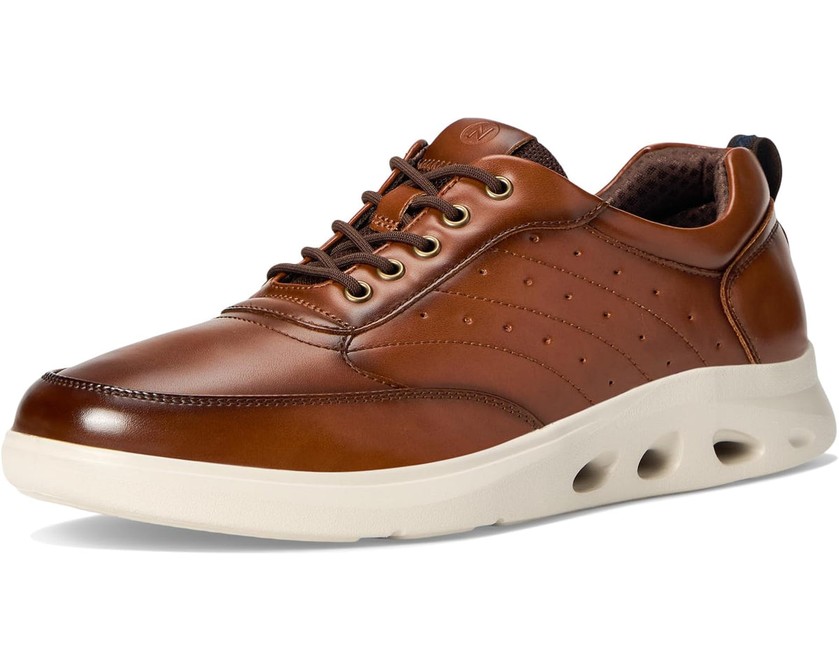 Men's Nunn Bush lace-up moc toe sneakers, cognac upper with cushioned padded collar