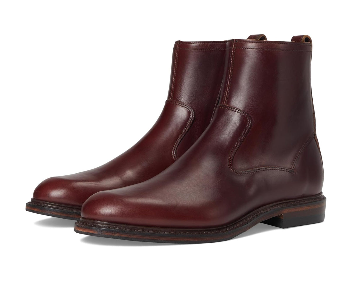 Allen Edmonds Tompkins burgundy leather ankle boots with side pull tabs