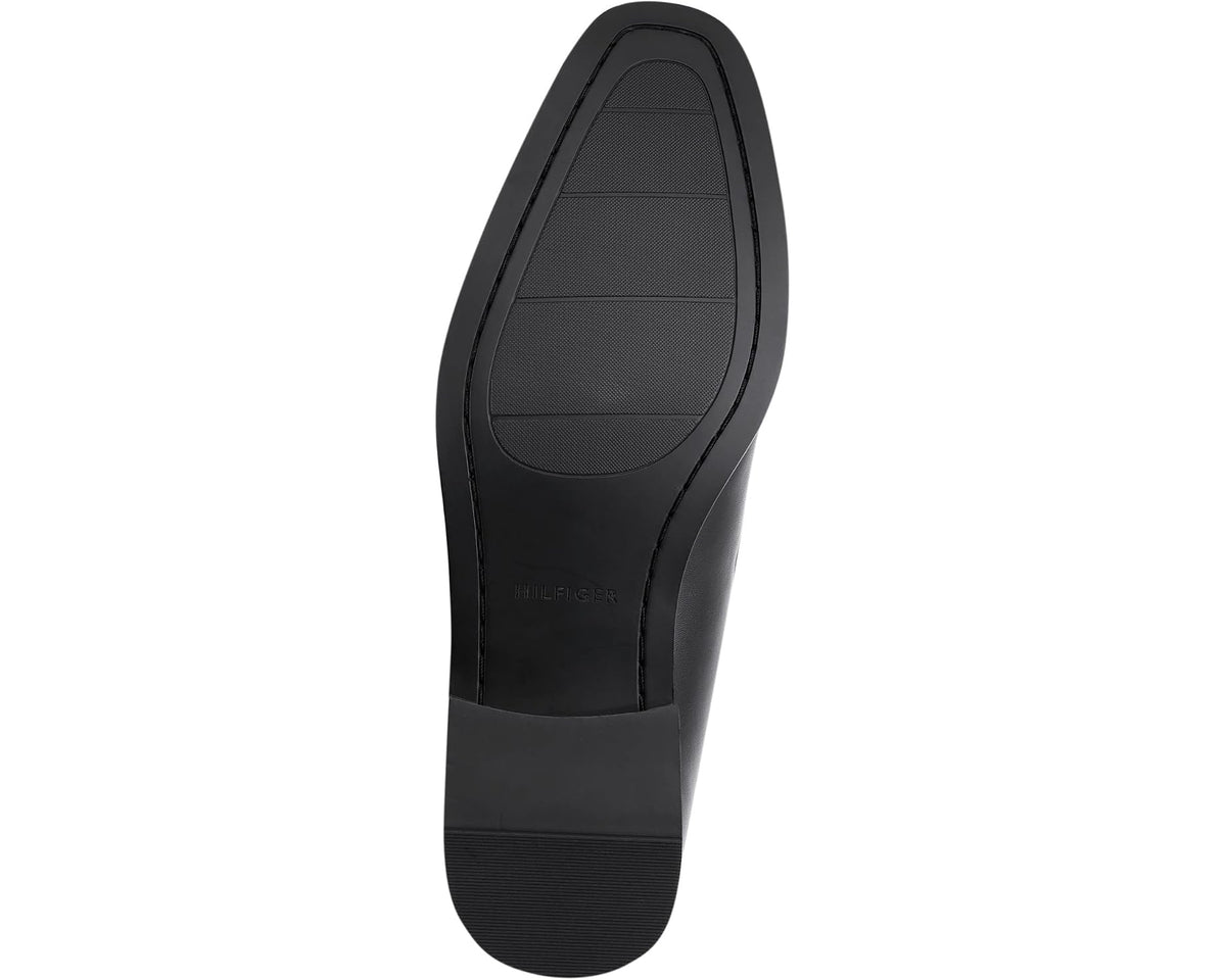 Black leather loafer outsole and heel, side profile