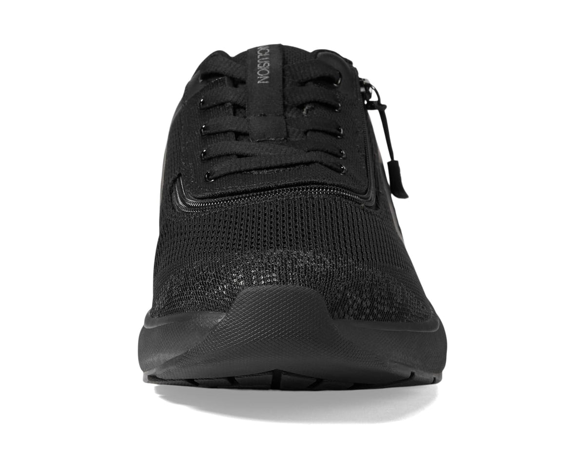 Black lace-up sneaker with textured front and padded collar