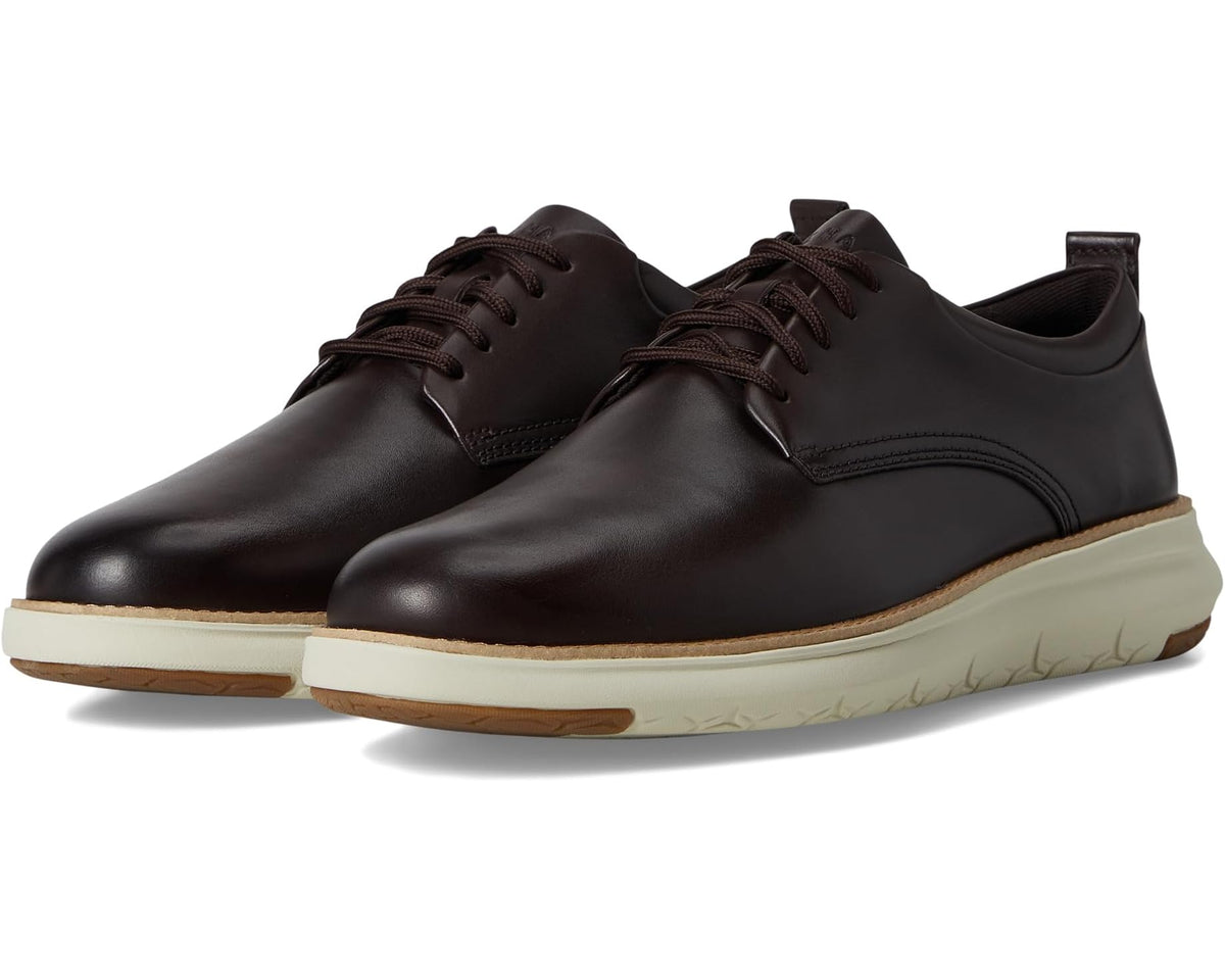 Men's dark chocolate oxford shoes with lace-up front and cushioned light sole