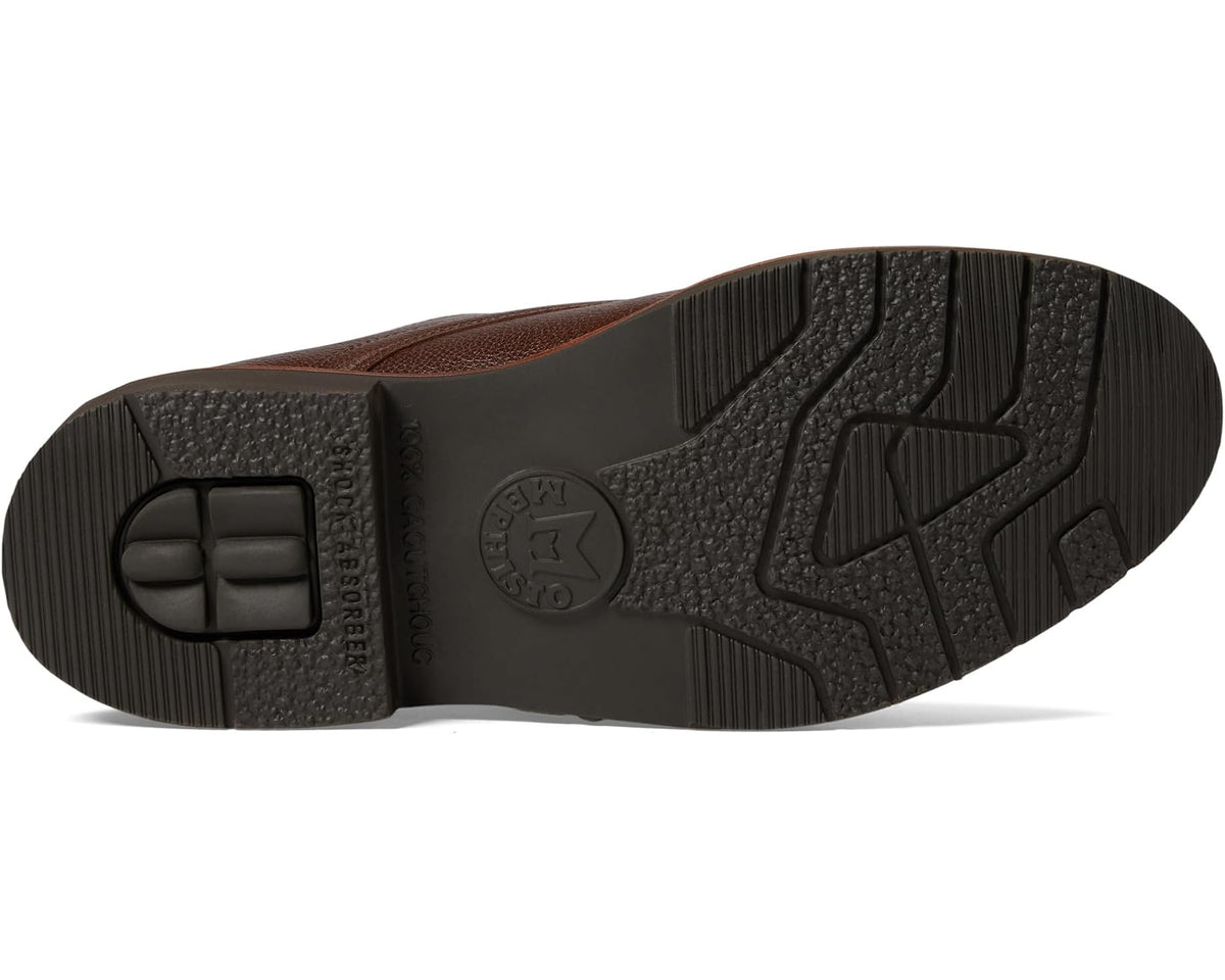 Mephisto chestnut leather oxford outsole with textured tread and heel panel