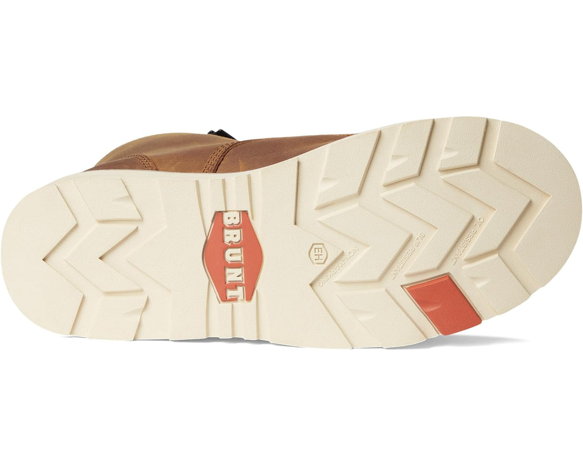 Boot outsole with BRUNT logo tread and red insert