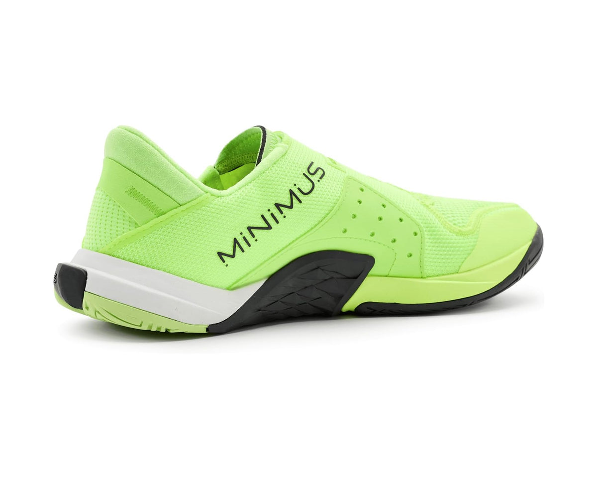 Men's training shoe in neon green with black midfoot panel and white outsole
