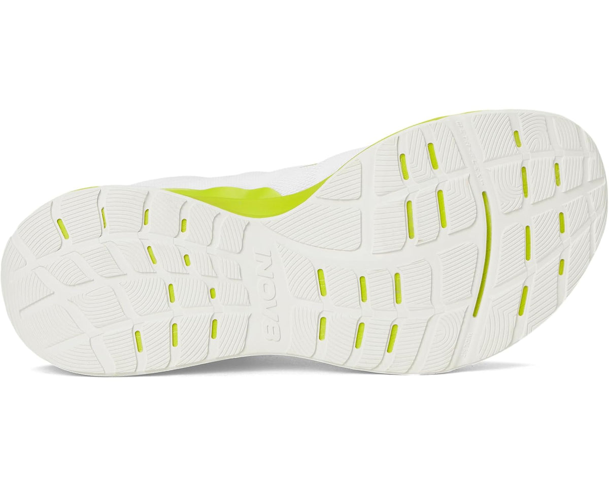 INOV8 Roadfly Zero running shoe outsole with white tread and neon green details
