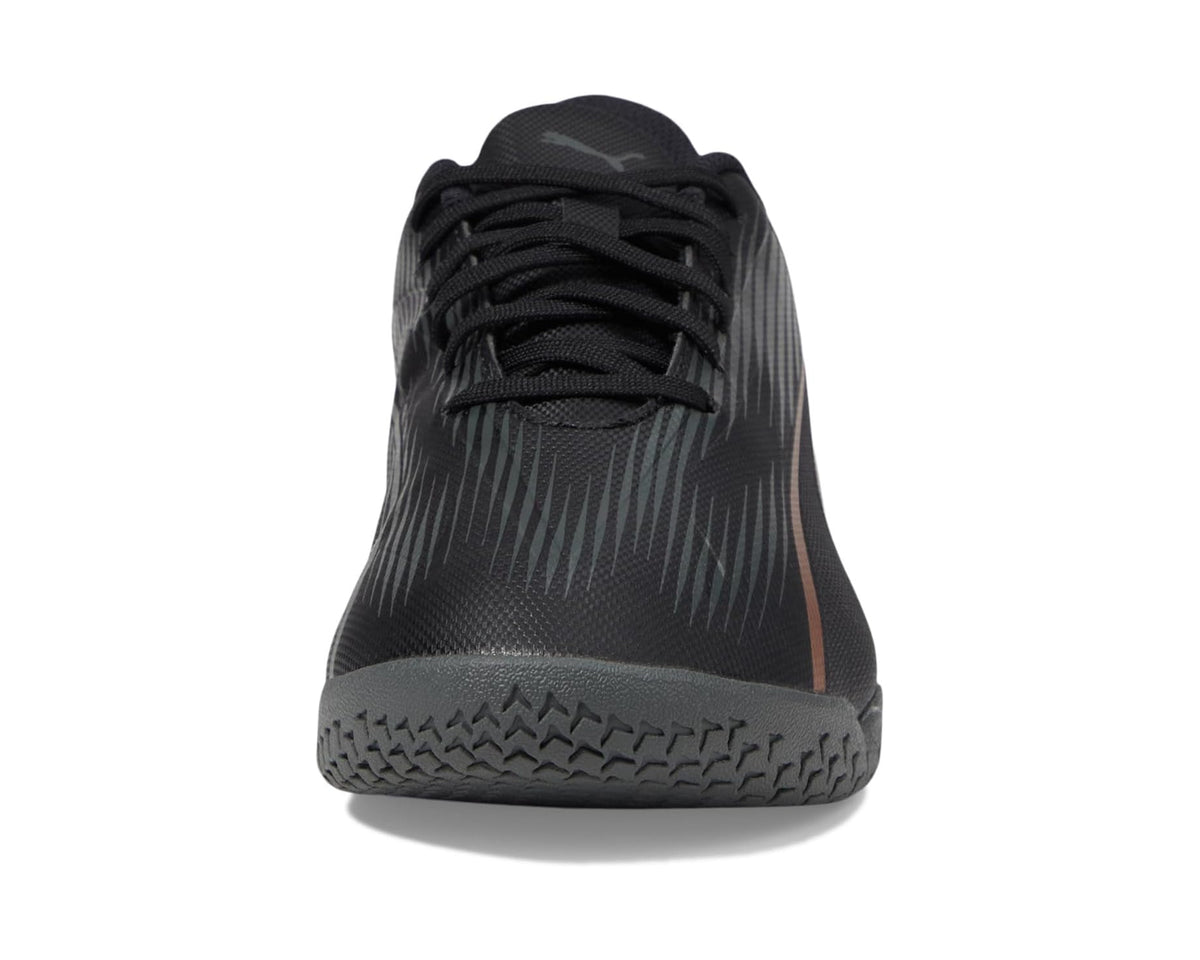 Men's PUMA indoor training shoes, black knit upper with lace-up closure and textured sole